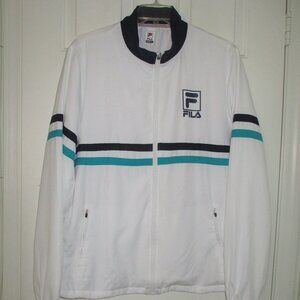 FILA Mens L/S White Full Zip Mesh-lined Tennis Jacket - Size XL
